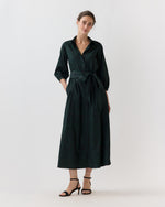 Load image into Gallery viewer, Virginia Dress in Navy/Forest Paisley Poplin