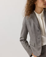 Load image into Gallery viewer, Short Reagan Jacket in Navy/Chocolate Houndstooth