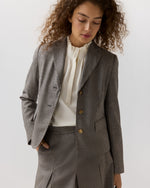 Load image into Gallery viewer, Short Reagan Jacket in Navy/Chocolate Houndstooth