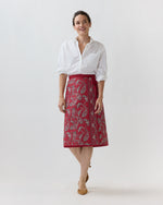 Load image into Gallery viewer, Quilted Adley Wrap Skirt in Red/Navy Bandana Poplin