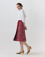 Load image into Gallery viewer, Quilted Adley Wrap Skirt in Red/Navy Bandana Poplin