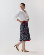 Load image into Gallery viewer, Quilted Adley Wrap Skirt in Red/Navy Bandana Poplin