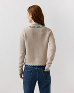 Load image into Gallery viewer, Aloise Embroidered Cardigan in Oatmeal/Multi Extra Fine Merino Wool