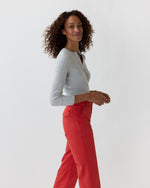 Load image into Gallery viewer, Long-Sleeved Nia Ribbed Henley in Pale Heather Grey Cotton/Silk
