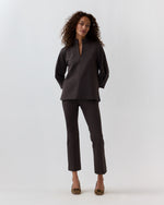 Load image into Gallery viewer, Faye Flare Cropped Pant in Coffee Bi-Stretch Tricotine