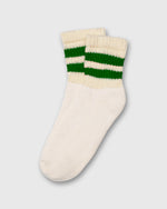 Load image into Gallery viewer, Retro Mono Stripe Quarter Crew Socks in Kelly Green