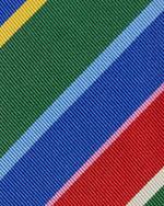 Load image into Gallery viewer, Silk Woven Tie in Green/Blue/Red Bold Multi Stripe
