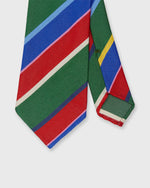 Load image into Gallery viewer, Silk Woven Tie in Green/Blue/Red Bold Multi Stripe