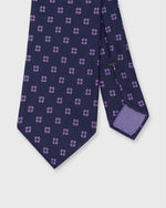 Load image into Gallery viewer, Silk Print Tie in Navy/Hyacinth Flower