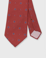 Load image into Gallery viewer, Silk Print Tie in Raspberry/Blue Dot Foulard