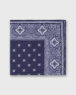 Load image into Gallery viewer, Hand-Rolled Cotolino Pocket Square in Blue/Bone Paisley Bandana