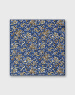 Load image into Gallery viewer, Hand-Rolled Cotolino Pocket Square in Blue/Umber Jacobean Floral