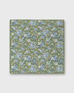 Load image into Gallery viewer, Hand-Rolled Linen/Cotton Pocket Square in Green/Sky Jacobean Floral