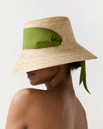 Load image into Gallery viewer, The Clematis Hat in Olive Wide & Short Ribbon
