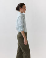 Load image into Gallery viewer, Schoolgirl Shirt in Green/White University Stripe Oxford