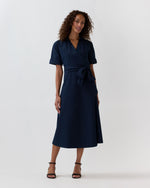 Load image into Gallery viewer, Kimber Dress in Navy Poplin