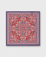 Load image into Gallery viewer, Hand-Rolled Silk/Cotton Pocket Square in Pink/Harbour/Chalk Floral