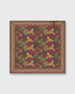 Load image into Gallery viewer, Hand-Rolled Cotton Pocket Square in Berry/Orange Tropical Bird