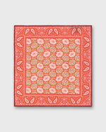 Load image into Gallery viewer, Hand-Rolled Silk/Cotton Pocket Square in Red/Pink Floral Bandana