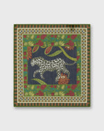 Load image into Gallery viewer, Hand-Rolled Cotton Pocket Square in Lovat/Berry Leopard