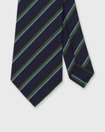 Load image into Gallery viewer, Silk Woven Tie in Navy/Green/Sky Stripe