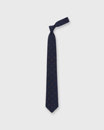 Load image into Gallery viewer, Silk/Cotton Mogador Tie in Navy/Brown Clover Dot