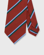 Load image into Gallery viewer, Silk/Cotton Mogador Tie in Red/Sky/Forest Stripe