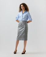 Load image into Gallery viewer, Aurora Skirt in Char Blue/Multi Sequin Glen Plaid