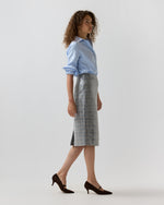 Load image into Gallery viewer, Aurora Skirt in Char Blue/Multi Sequin Glen Plaid