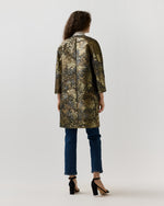 Load image into Gallery viewer, Reed Evening Coat in Brown/Gold Metallic Floral Jacquard