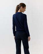 Load image into Gallery viewer, Alida Johnny-Collar Sweater in Navy Ice Cotton