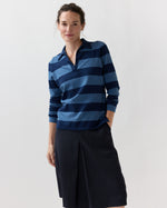 Load image into Gallery viewer, Georgina Rugby Sweater in Airforce Blue/Navy Stripe Cotton/Silk