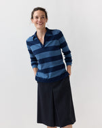Load image into Gallery viewer, Georgina Rugby Sweater in Airforce Blue/Navy Stripe Cotton/Silk