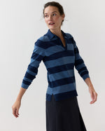 Load image into Gallery viewer, Georgina Rugby Sweater in Airforce Blue/Navy Stripe Cotton/Silk