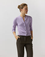 Load image into Gallery viewer, Rosie Cable Cardigan in Heather Lavender Cashmere