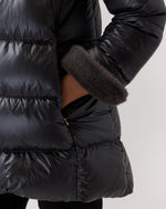 Load image into Gallery viewer, High-Low Coat With Faux-Fur Collar in Charcoal