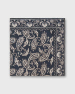 Load image into Gallery viewer, Medium Hand-Rolled Silk Scarf in Navy Bandana Twill