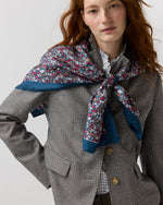 Load image into Gallery viewer, Large Hand-Rolled Scarf in Navy/Red Petal & Daisy Liberty Fabric Silk Twill