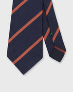 Load image into Gallery viewer, Silk Woven Tie in Navy/Salmon Stripe