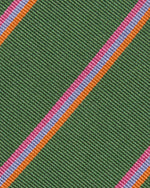 Load image into Gallery viewer, Silk Woven Tie in Green/Orange/Peri Multi Stripe