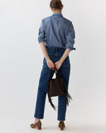 Load image into Gallery viewer, Fringed Paola Bucket Bag in Dark Brown Suede/Leather