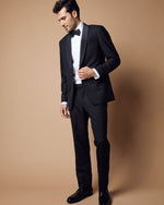 Load image into Gallery viewer, Virgil No. 3 Shawl Collar Tuxedo in Black Wool with Silk Grosgrain Trim
