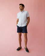 Load image into Gallery viewer, Zip-Front Standard Swim Short in Navy Nylon