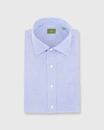 Load image into Gallery viewer, Spread Collar Dress Shirt Blue Small Bengal Stripe Poplin