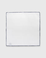 Load image into Gallery viewer, Hand-Rolled Pocket Square White Cotolino/Navy Edge