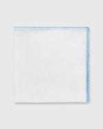 Load image into Gallery viewer, Hand-Rolled Pocket Square White Cotolino/Sky Edge