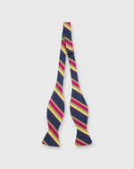 Load image into Gallery viewer, Silk Woven Bow Tie Navy/Magenta/Yellow Tuckahoe Stripes