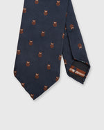 Load image into Gallery viewer, Silk Faille Club Tie Navy/Brown Owl