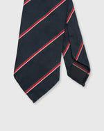 Load image into Gallery viewer, Silk Repp Tie Midnight/Red/White Stripe