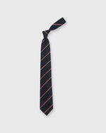 Load image into Gallery viewer, Silk Repp Tie Midnight/Red/White Stripe